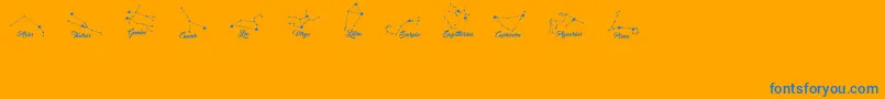 ConstellationsOstia-Schriftart – Blaue Schriften auf orangefarbenem Hintergrund