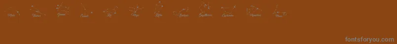 フォントConstellationsOstia – 茶色の背景に灰色の文字