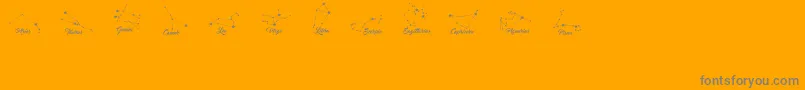 フォントConstellationsOstia – オレンジの背景に灰色の文字