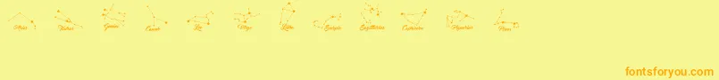 Fonte ConstellationsOstia – fontes laranjas em um fundo amarelo