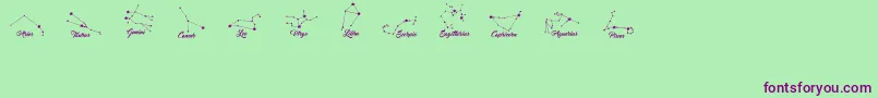 ConstellationsOstia Font – Purple Fonts on Green Background