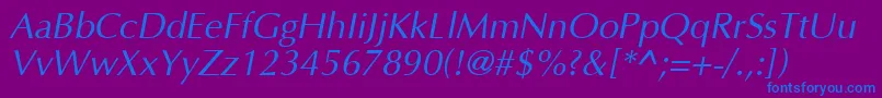 Optima I Font – Blue Fonts on Purple Background