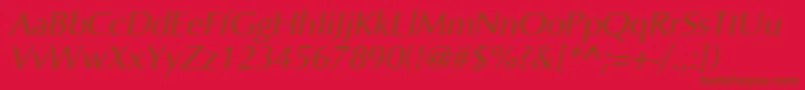 Optima I-Schriftart – Braune Schriften auf rotem Hintergrund