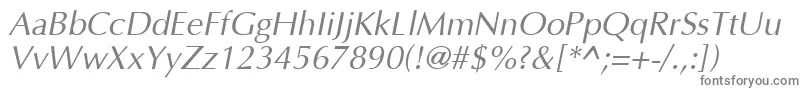 Optima I-fontti – harmaat kirjasimet valkoisella taustalla