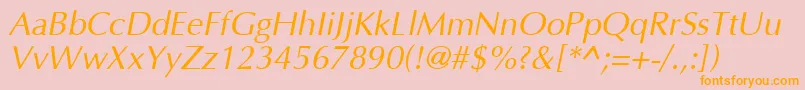 Police Optima I – polices orange sur fond rose