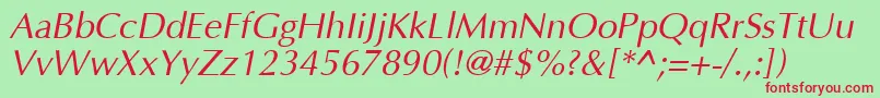 Optima I Font – Red Fonts on Green Background