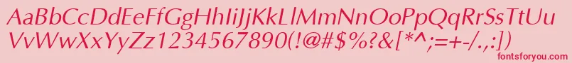 Optima I Font – Red Fonts on Pink Background