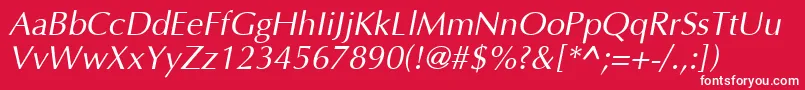 Optima I-Schriftart – Weiße Schriften auf rotem Hintergrund
