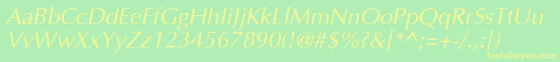 Optima I Font – Yellow Fonts on Green Background