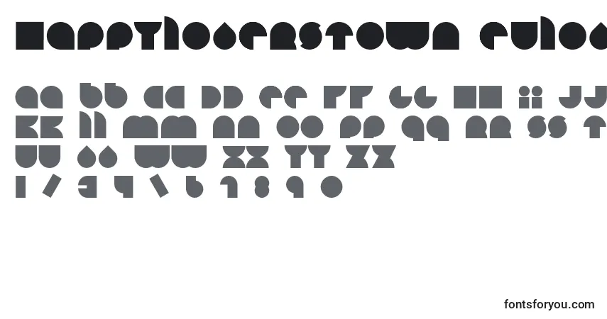 A fonte Happyloverstown.EuLoversSquare – alfabeto, números, caracteres especiais
