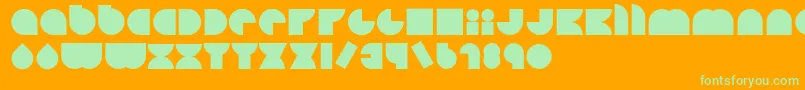 Happyloverstown.EuLoversSquare-Schriftart – Grüne Schriften auf orangefarbenem Hintergrund