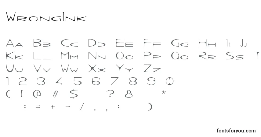 Schriftart WrongInk – Alphabet, Zahlen, spezielle Symbole