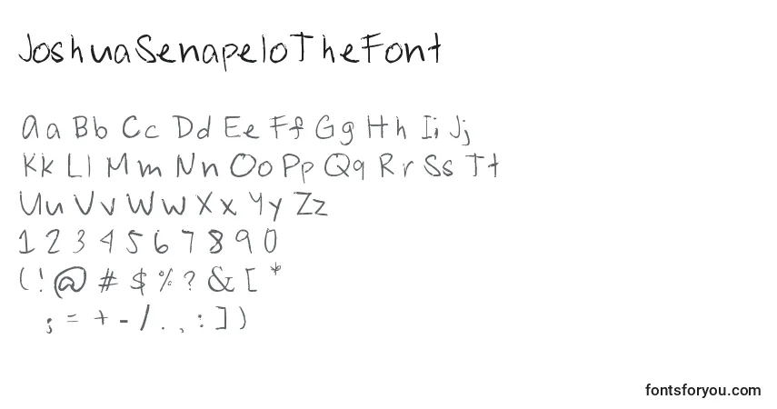 Czcionka JoshuaSenapeloTheFont – alfabet, cyfry, specjalne znaki