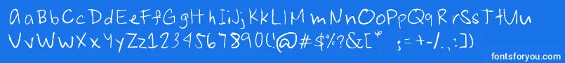 JoshuaSenapeloTheFont-Schriftart – Weiße Schriften auf blauem Hintergrund