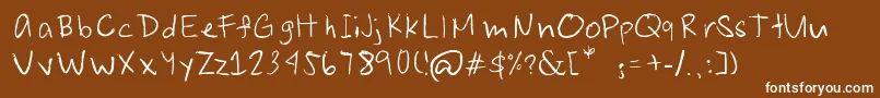 JoshuaSenapeloTheFont-Schriftart – Weiße Schriften auf braunem Hintergrund