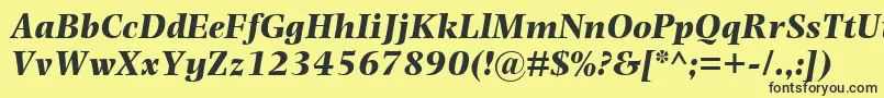 Czcionka PhotinaMtBoldItalic – czarne czcionki na żółtym tle