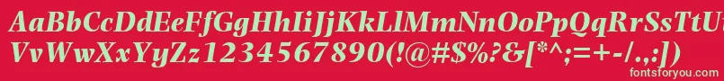 PhotinaMtBoldItalic Font – Green Fonts on Red Background