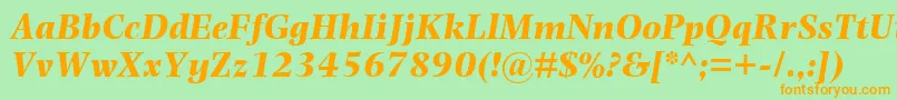 Police PhotinaMtBoldItalic – polices orange sur fond vert
