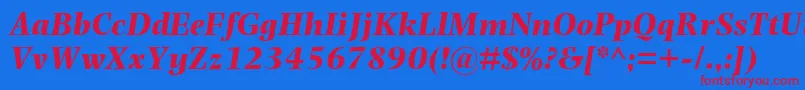 フォントPhotinaMtBoldItalic – 赤い文字の青い背景