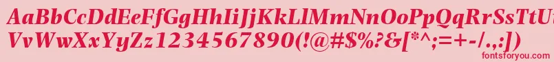 Fonte PhotinaMtBoldItalic – fontes vermelhas em um fundo rosa