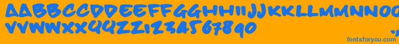 Bbhandtrial-Schriftart – Blaue Schriften auf orangefarbenem Hintergrund