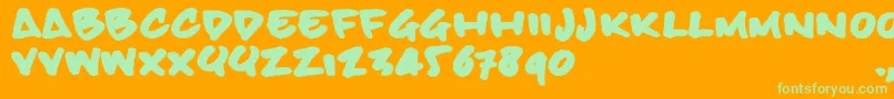 Bbhandtrial-Schriftart – Grüne Schriften auf orangefarbenem Hintergrund