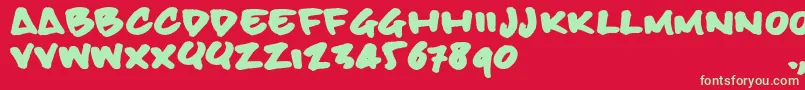 Bbhandtrial Font – Green Fonts on Red Background