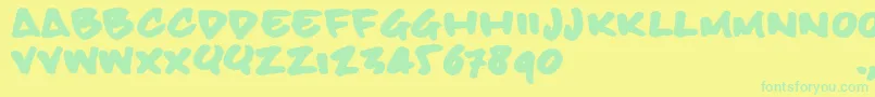 Bbhandtrial Font – Green Fonts on Yellow Background