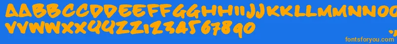 Bbhandtrial Font – Orange Fonts on Blue Background