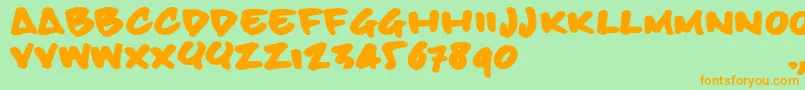 Bbhandtrial-Schriftart – Orangefarbene Schriften auf grünem Hintergrund