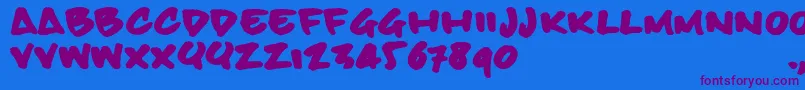 Bbhandtrial Font – Purple Fonts on Blue Background