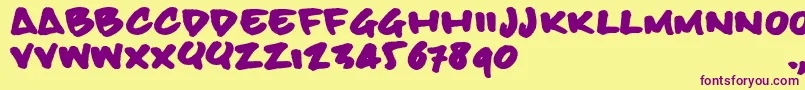 Bbhandtrial Font – Purple Fonts on Yellow Background