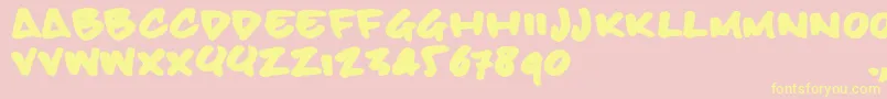 Bbhandtrial-Schriftart – Gelbe Schriften auf rosa Hintergrund