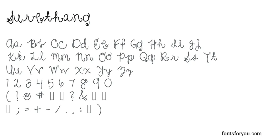 Czcionka Surethang – alfabet, cyfry, specjalne znaki