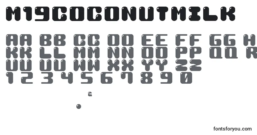 A fonte M19CoconutMilk – alfabeto, números, caracteres especiais