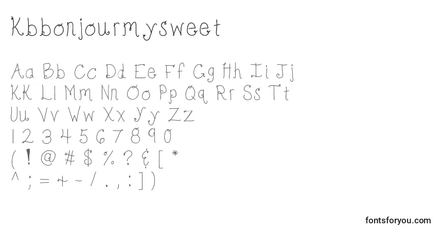 Czcionka Kbbonjourmysweet – alfabet, cyfry, specjalne znaki
