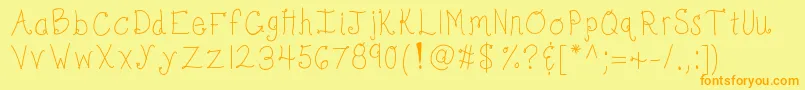 Kbbonjourmysweet Font – Orange Fonts on Yellow Background