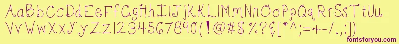 Kbbonjourmysweet Font – Purple Fonts on Yellow Background