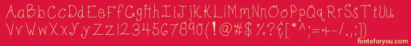 Kbbonjourmysweet Font – Yellow Fonts on Red Background