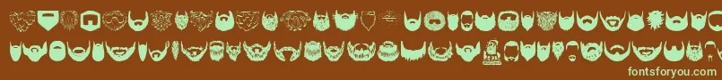 フォントBeard – 緑色の文字が茶色の背景にあります。