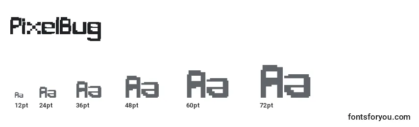 Größen der Schriftart PixelBug