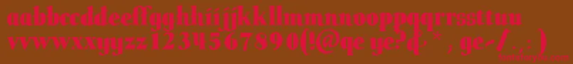 フォントButteler – 赤い文字が茶色の背景にあります。