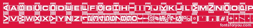 Vedeb ffy-Schriftart – Weiße Schriften auf rotem Hintergrund