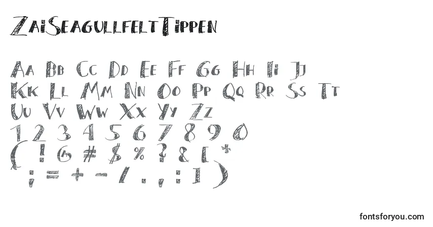 Шрифт ZaiSeagullfeltTippen – алфавит, цифры, специальные символы
