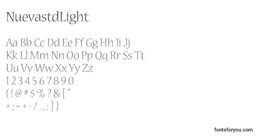 Шрифт NuevastdLight – алфавит, цифры, специальные символы