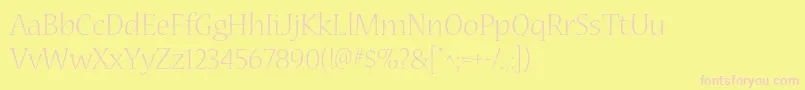 NuevastdLight-fontti – vaaleanpunaiset fontit keltaisella taustalla