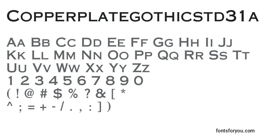 Schriftart Copperplategothicstd31ab – Alphabet, Zahlen, spezielle Symbole
