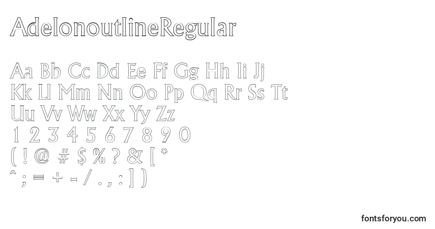 A fonte AdelonoutlineRegular – alfabeto, números, caracteres especiais