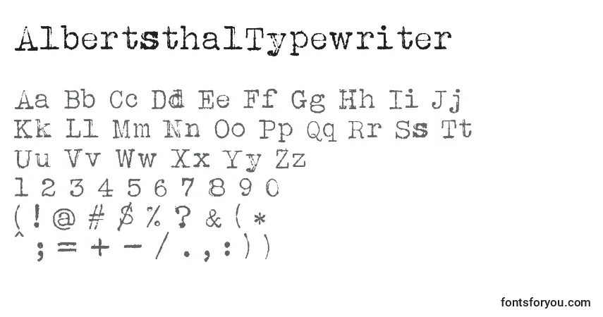 Schriftart AlbertsthalTypewriter (112738) – Alphabet, Zahlen, spezielle Symbole