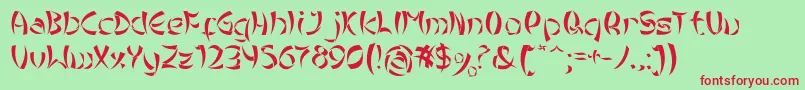 TribalChineseVersion Font – Red Fonts on Green Background